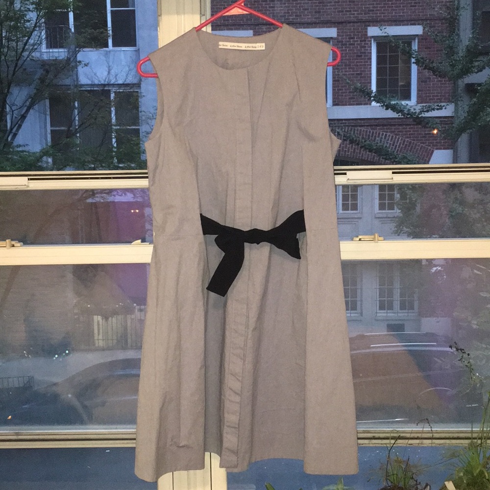 & other stories blue dress with tie waist ribbon